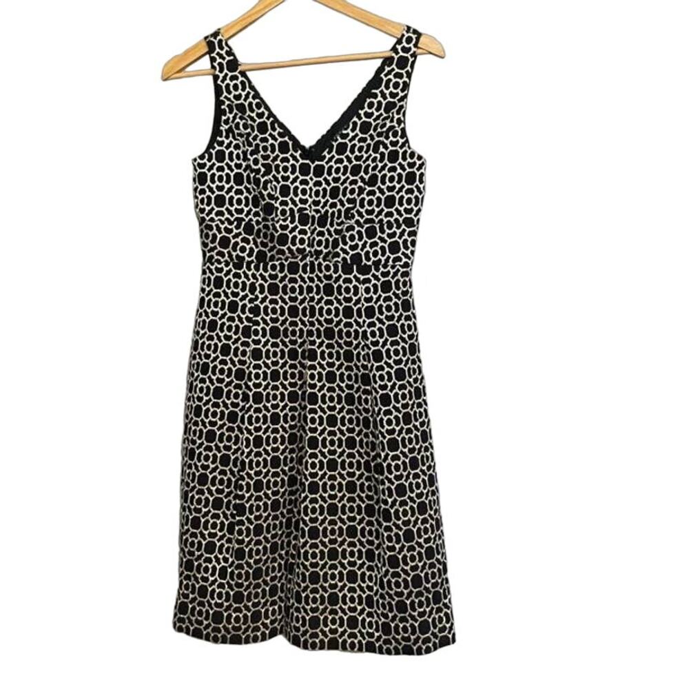 Lauren Ralph‎ Lauren Dress Black Gold Metallic Geometric Pattern Sz 4 Sleeveless